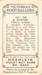 1933 Hoadley's Victorian Footballers #39 Haydn Bunton Back